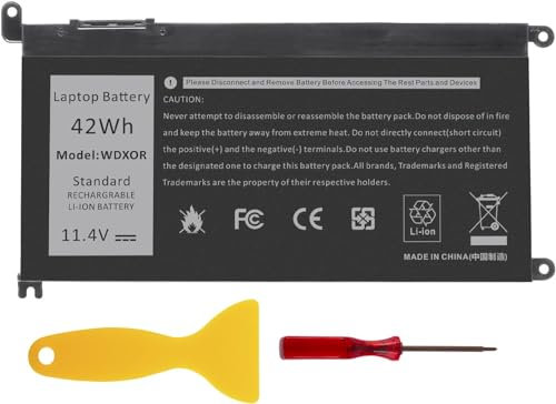 WDX0R 42WH Laptop Battery Replacement for Dell Inspiron 13 15 5000 7000 Series 5570 7579 7378 5567 7573 5565 5379 5378 5770 5568 Latitude 3189 3390 P58F P69G 3CRH3 WDXOR 11.4V
