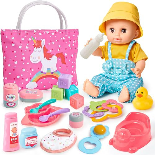G.C Accessoire Poupee Bebe Jouet Fille 3 4 5 6 Ans, Accessoire Poupee avec Sac à Main & Vêtements & Pot Bebe & Biberon, Accessoires Poupée Jeu de Role Jouet Cadeau Fille Enfant (Poupée Non Inclus)