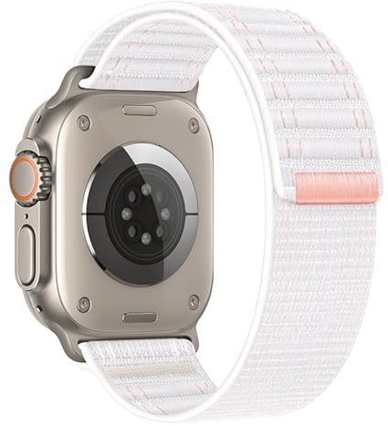 Kompatibel med Apple Watch Armband 42mm 41mm 40mm 38mm Ladies, Flätat Nylon klockarmband med kardborreband för iWatch Series 11 10 9 8 7 6 5 4 3 SE 3/2, Sportband i tyg för Iphone Watch White