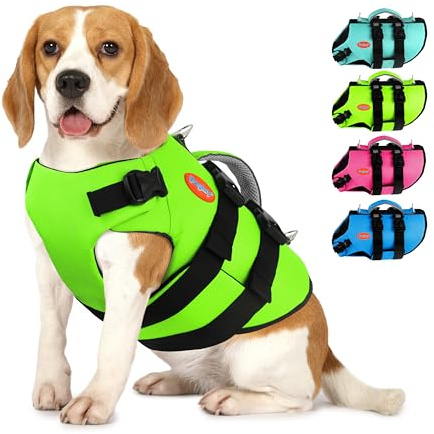 Doglay Dog Life Jacket Neoprene, High Buoyancy Dog Harness Life Vest for Swimming and Boating, Adjustable Swim Vest with Rescue Handle for Small Medium Large Dogs