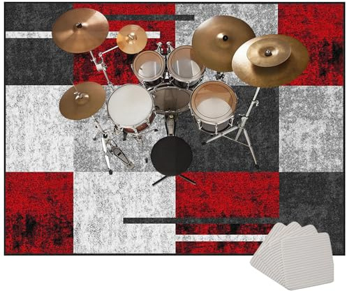 Drum Rug Drum Mat Non Slip Soundproof Drum Blanket Indoor & Outdoor Floor Protection Record Pad for Splash Cymbal Stands Drum Carpets for Drummers Electronic Drum Set Practice Music Rug 120 x 100 cm