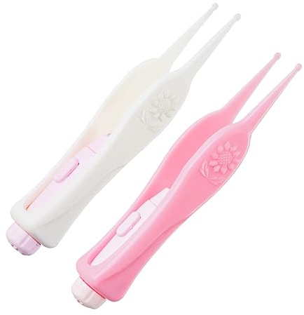 HOMOBABE 2piezas Herramientas De Limpieza De Oídos Para Bebés Con Led De Plástico Flexibles Para Remoción Segura De Cerumen y Mocos y Rosa