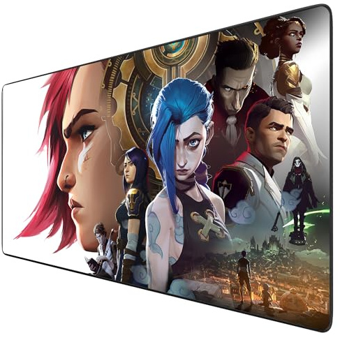 League of Legends Arcane XXL-Mauspad, große Anime-Mousepads, Gamer, wasserfest, mit Gummibasis, rutschfest, strukturierte Oberfläche, ideal für PC (80 x 30 cm)