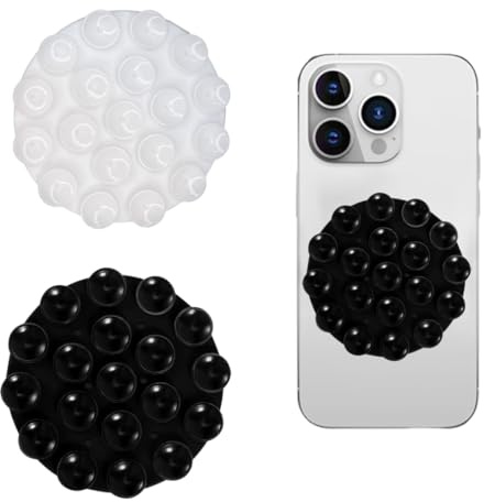 OUDQFCJ 2 Pezzi Ventose in Silicone Autoadesive Versatili Porta Smartphone per Auto, Selfie e Video (Vetro o Specchio)
