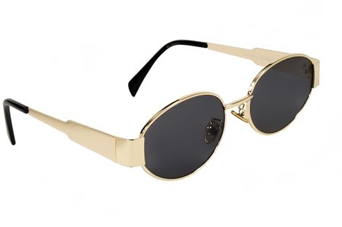 Jyinelx Retro Oval Retro Old Money Style Sonnenbrille Damen Klassischer Metallrahmen Mode Design Damen Geeignet für Outdoor Party Fahren