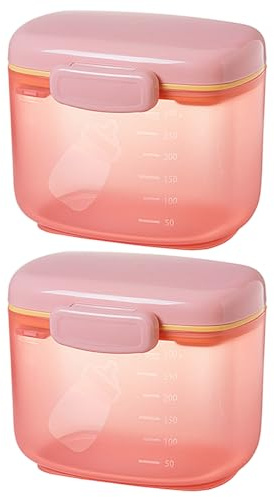 HEMOTON 2 Stück Milchpulver Spender Doppel Layer Aufbewahrungsbox für Babynahrung Tragbare Auslaufsichere Milchpulverbehälter mit Portionierer für Unterwegs und Snacks Rosa