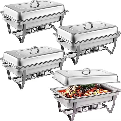 Confezione da 4 scaldavivande per Buffet, Set da Buffet scaldavivande da 8 QT, scaldavivande per Feste, Compleanni, Feste di Natale, Eventi in Chiesa, Argento