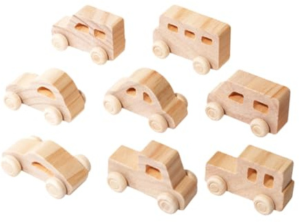 Hohopeti 8 Piezas Juguetes para Coche De Bricolaje Autos De Juguete Artesanía Pintada Rascar Pintar Jugar Pequeño Mini Cuadro Manualidades Coche Artesanal Madera De Caqui