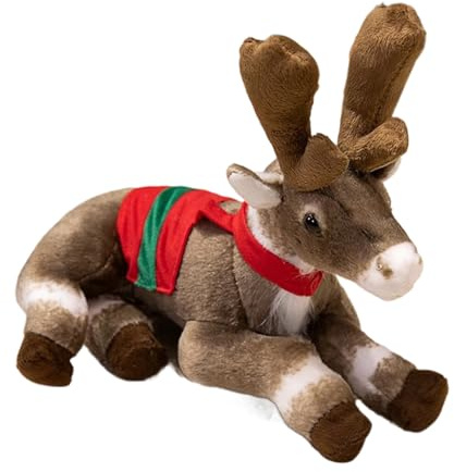 Weihnachts Rentier Plüschtier, 32 cm Großes Plüschtier Rentier Mit Geweih, Elch Kuscheltier Für Kinder, Wohnzimmer, Schlafzimmer, Sofa, Kinderzimmer