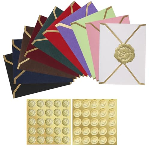 50 Stück Bunte Mini Briefumschläge, 7,5 x 10 cm V-Klappe Briefumschläge, Kleine Umschläge mit Sealing Sticker für Hochzeiten, Einladungen, Graduierung, Party