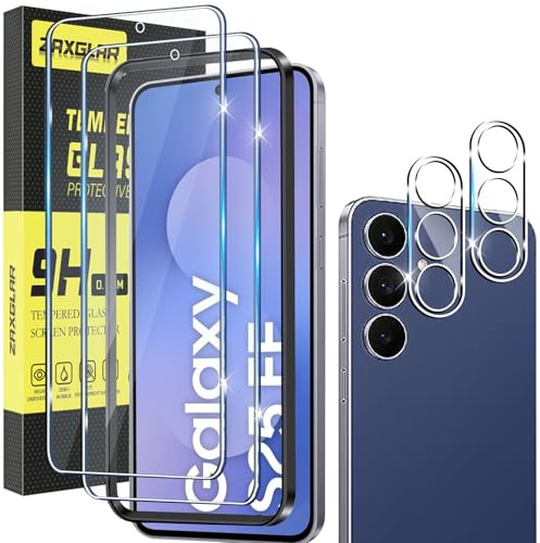 ZAXGLAR Pellicola Vetro Temperato per Samsung Galaxy S25 FE, 2 Pezzi Pellicola Protettiva e 2 Pezzi Pellicola Fotocamera, Durezza 9H,Anti Graffio, Anti-Impronte Vetro Samsung Galaxy S25 FE