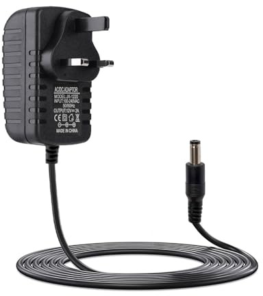 Vmoomax 12V 2A Power Supply Adapter UK Plug, 2M DC Cable Universal AC 100-240V to DC 12V 24W Transformer Charger for LED Strip Lights, CCTV Camera, Router, DVR, NVR, Audio Equipment
