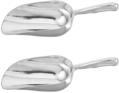 Hoement Paletta per Ghiaccio in Metallo 2 Pezzi Impugnatura Ergonomica, Resistente al Freddo e Struttura Ispessita, Utensile da Cucina per Congelatore e Dosaggio Proteine in Polvere