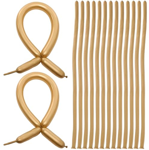 ROMISBABA 100 Palloncini Modellabili in Lattice Spesso 1,8 G Colore Metallico Oro, Decorazioni per Feste, Matrimoni e Compleanni, Kit Palloncini Lunghi per Creazioni Divertenti e