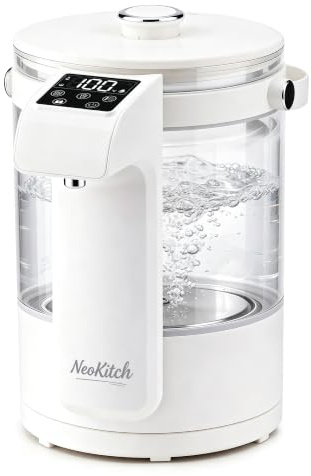 NeoKitch Wasserkocher mit Temperatureinstellung 40-100°C, 12 Temperaturstufen 2.5L, Edelstahl 316 & Borosilikatglas 8h Warmhaltefunktion Kindersicherung Dual-Modus für Tee Kaffee Babymilch