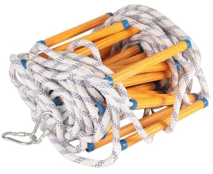 EGTink Strickleiter 30m Feuerleiter Fluchtleiter,Feuerfeste Rettungsleiter mit 2 Haken,Notleiter Mehrzweckleiter Feuerleiter,für Balkon Geländer Baumhaus