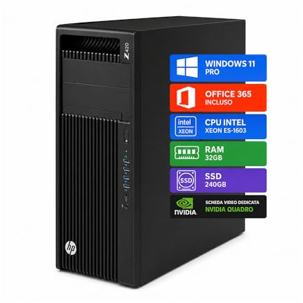 HP Z420 Workstation per CAD e Uffici Tecnici • Intel Xeon E5-1603 • 32GB RAM • SSD 240GB • NVIDIA Quadro K4200 4GB GDDR5 • Windows 11 Pro - Office 365 free • WiFi • Ricondizionata