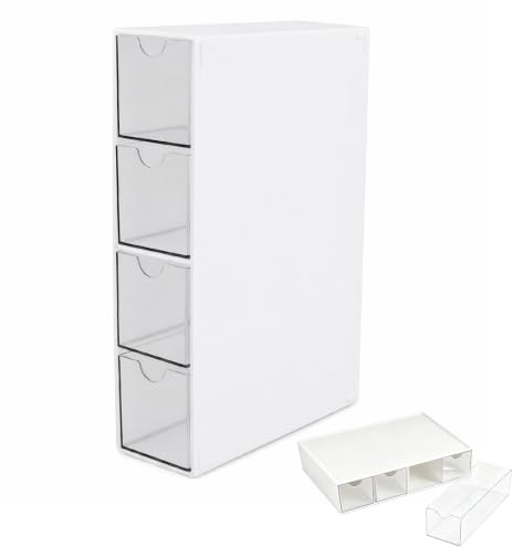 Cajón de Almacenamiento de Cápsulas de Café, Soporte de Cápsulas de Café, Organizador de Cápsulas de Café con 4 Gavetas, Empilable Multiuso para Cocina Oficina, Acrílico Blanco