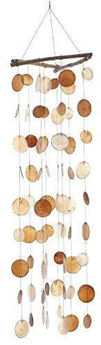 HAB & GUT -HA0P1- Carillon à Vent Beige/Marron, Nacre, 87 cm, décoration de fenêtre, Mobile pour décorer fenêtre, terrasse et Balcon