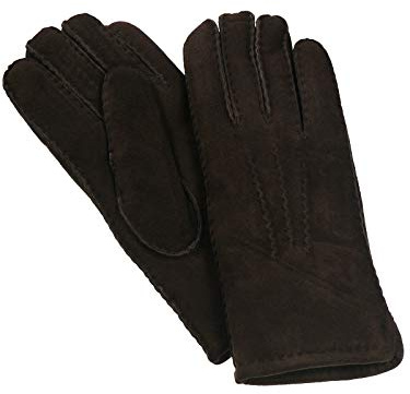 Harrys-Collection Unisex Lammfell Handschuhe handgenäht, schwarz, M | feines Merino Lammfell, Aussenseite aus feinstem Velourleder, traditionelle Handarbeit, perfekter Schutz gegen Kälte