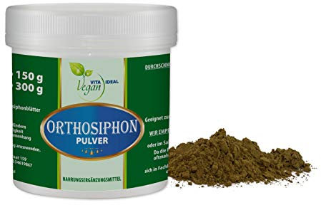 VITA IDEAL Vegan® ORTHOSIPHON - Blätter 100g PULVER - Indischer Nierentee Katzenbart - Tagesportion 800mg ORTHOSIPHONBLÄTTER reines Pulver. Natürlich, pflanzlich & ohne Zusatzstoffe.
