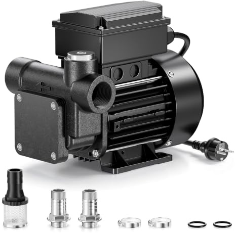 Wiltec Pompe à Fuel Gasoil bio Autoaspirante – 230 V / 550 W / 80 l/min – Hauteur d'aspiration max. de 2 m – Pour gazole et huile de chauffage