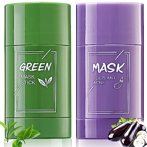 FORALES 2-in-1 Green Tea & Eggplant Extract Facial Mask Stick,Travel Friendly, Deep Cleansing, Nourishing & Moisturizing - Controls Oil, Promotes Skin Health - Suitable Women & Men all Skin Types