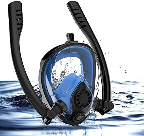 Goggles Tauchermaske Tauchmaske Full Face Scuba Schnorchel Tauchmaske Doppelrohr Schwimmbrille mit Kamerahalter zum Schnorcheln LQHZWYC (Size : S/M)