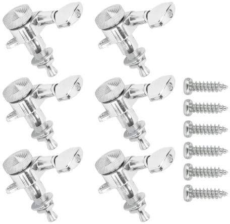 6Pcs Gitarren Mechaniken Gitarren Stimmwirbel für E-Gitarre und Westerngitarre Gitarren Saiten Stimmwirbel Stimmgerät (Set mit sechs rechten Tasten) | Präzise Saitenspannung, zuverlässiger Halt, Stahl & Kupferzahnrad, inkl. Schrauben, schneller Austausch