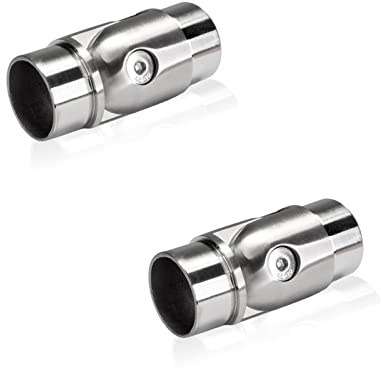 PRIOstål, ledkontakt, justerbar kontakt med fog, 90° rörpluggsvinkel, rörkontakter, kontaktstycke x 2 stycken Ø 42,4 mm för runda rör, ledstång, räcke, rör, rostfri av rostfritt stål, V2A