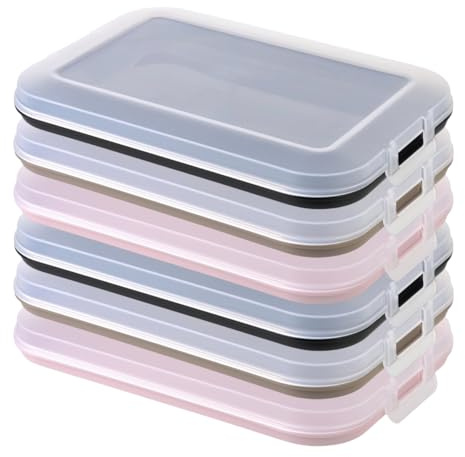 Engelland 6er Set Aufschnitt-Dosen mit integrierter Servierplatte, Frischhaltedose, Aufbewahrungsbox, Lebensmittelbehälter, Aufschnitt-Box, stapelbar, BPA-frei, Küchenbedarf, Kunststoff, Bunt