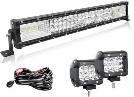 Willpower Led Lichtleiste Bar 22 + Arbeitsscheinwerfer 4 für 12V 24V Auto | Light Bar Balken 270W, 2X Scheinwerfer Zusatzscheinwerfer 60W, mit Kabelbaum, Offroad Beleuchtung für Traktor Boot KFZ ATV