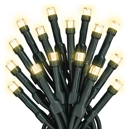 Prextex Christmas Lights 11.5m (38 ft) - 100 LED Warm White Bulbs on Green Wire - Indoor and Outdoor Christmas Fairy Lights for Tree, Wreath, and Garden with 8 Modes - Connect Upto 3 Light Strings