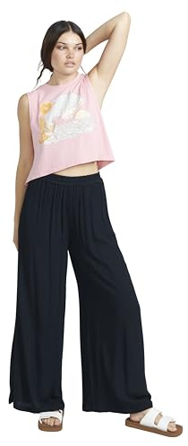 Volcom Stoneshine Junki Pantalón de Playa de Pierna Ancha para Mujer, Negro 1, X-Small