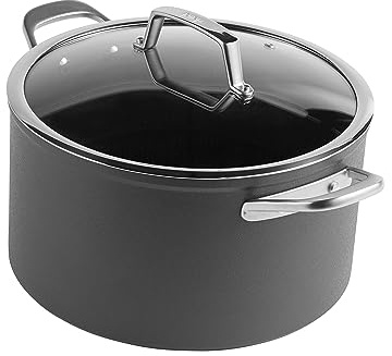 Ninja ZEROSTICK Premium Cookware 26cm Stock Pot with Glass Lid, Long Lasting, Non-Stick, Hard Anodised Aluminium, Induction Compatible, Oven Safe to 260°C, Grey, C30426UK