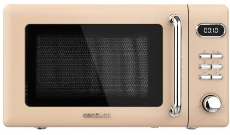 Cecotec Micro-ondes Digital avec Grill Proclean 5110 Retro Beige. 20 L, 700 W en 5 niveaux, minuterie jusqu'à 60 min, 8 programmes et mode dégivrage, design vintage en beige