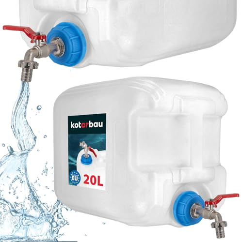 KOTARBAU® Depósito de Agua con Grifo Bidón de Agua de 20 litros Bidón de Agua Potable Depósito de Agua Bidón de plástico Accesorios de Supervivencia para Camping