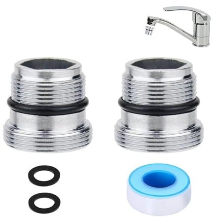 BlueXP 2x Wasserhahn Adapter M18 M22 Außengewinde Metall mit Dichtung | Hochwertige Wasserhahn Adapter aus Metall für M18 und M22 Gewinde inklusive Gummidichtung geeignet für Küche und Wasserfilter