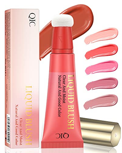 POPMISOLER Liquid Blush for Cheeks, Natural Matte Blush Wand with Cushion Applicator Long-wearing Soft Cream Blush Stick for Cheeks and Lips Blendable Stick Blush Makeup Liquid Cheek Blush, Red Brown