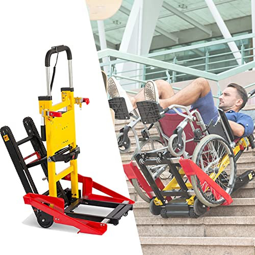 QJJML Elektrischer Treppensteiger-Handwagen, Leichter Elektrorollstuhl, Treppenwagen, 120 W Treppensteiger-Rollstuhl für das Auf- und Absteigen von Treppen