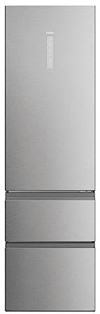 Haier HTW5620DNMG Frigorifero combinato 3D 60 Serie 5, Libera installazione, 3 porte, No Frost, Luce Led, Inox, L x P x A (mm) 595x667x2050, Classe D
