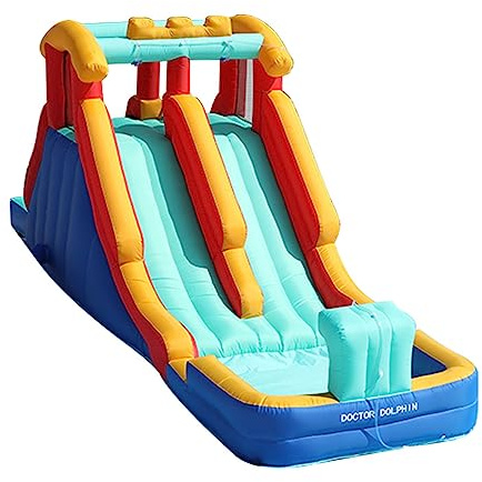 Tobogán acuático inflable, piscina con adultos, parque acuático inflable, patio trasero de entretenimiento al aire última intervensión, toboganes acuáticos con soplador, toboganes acuáticos inflables