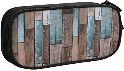 BAAROO Vintage Bauernhaus Holz Federmäppchen Fächer Stifteetui Box Multifunktionale Make-up-Tasche Halter Große Aufbewahrung Schreibwaren Organizer mit Reißverschluss für Büro Reisen, #842, 21x9.5x5cm
