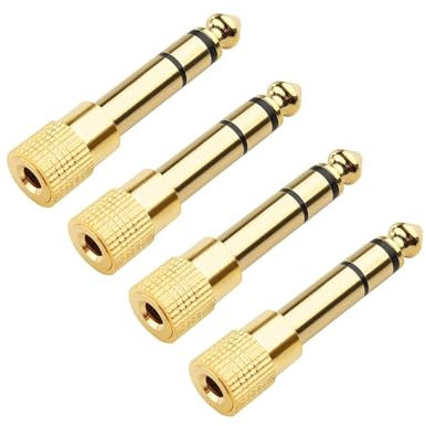 4 Stück Adapter und Klinke 6 3 auf 3 5, 24K Vergoldete Stecker, Klinkenstecker-Adapter für Gitarre