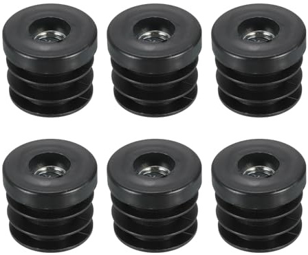 QUARKZMAN 6pz Inserti per Tubi Tondi con Filettatura M10, Tappi Sedie per Tubi Rotondi 30mm/1,18 OD Tappo Rotondo Plastica Nera con Inserto per Rotelle Tappi Sedie Gambe Mobili