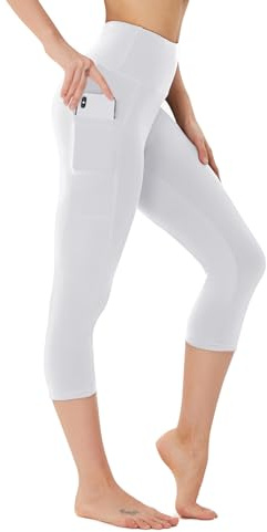 FOTOCITI Leggings Damen mit Tasche Capri Leggins High Waist Caprihose | Sommer Blickdicht Sportleggins Sporthose für Gym Outdoor Yoga