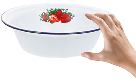 MAGICLULU Emaille Suppenschüssel 23cm Retro Emaille Schüssel für Suppe Nudeln Salat Strapazierfähige Emaillewaren