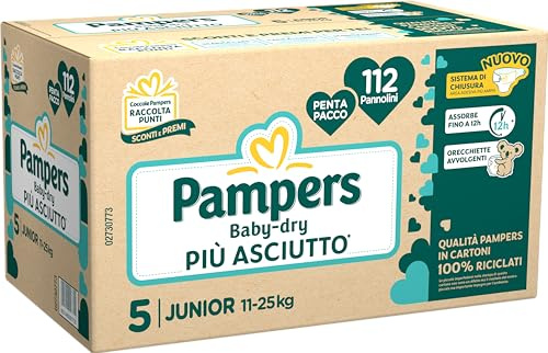 Pampers Penta Baby Dry Junior, Taglia 5, Pacco scorta da 112 Pannolini