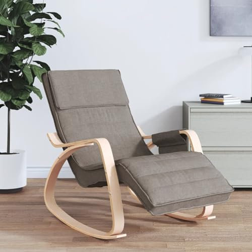 LAPOOH Schaukelstuhl Taupe Stoff Schaukelsessel, Sessel Wohnzimmer, Stillsessel, Schwingsessel, Ohrensessel, Tv Sessel, Rocking Chair, Relaxsessel