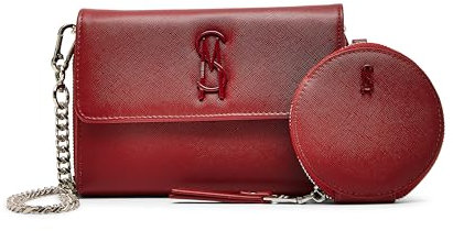 Steve Madden Damen Wallet Carina-B Geldbörse Crossbody mit Tasche Geschenkset, Saffiano-Rot